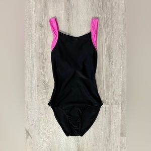 Natalie black & hot pink leotard, size small